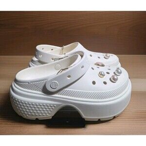 New M8 W10 Crocs Crystal SNOW House Cave Crush Platform Clogs White 210271-0WV